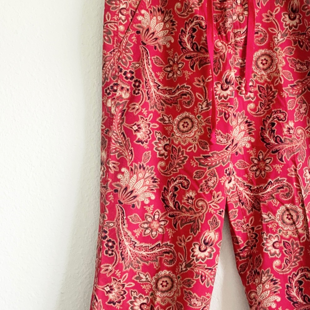 JONES NEW YORK vintage capri style length vibrant paisley print pants vtg 6 red